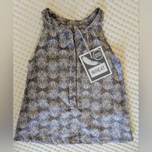 WHEAT Paisley Ornate Modern Cotton Gray Casual Sleeveless Summer Top Size 2T NWT